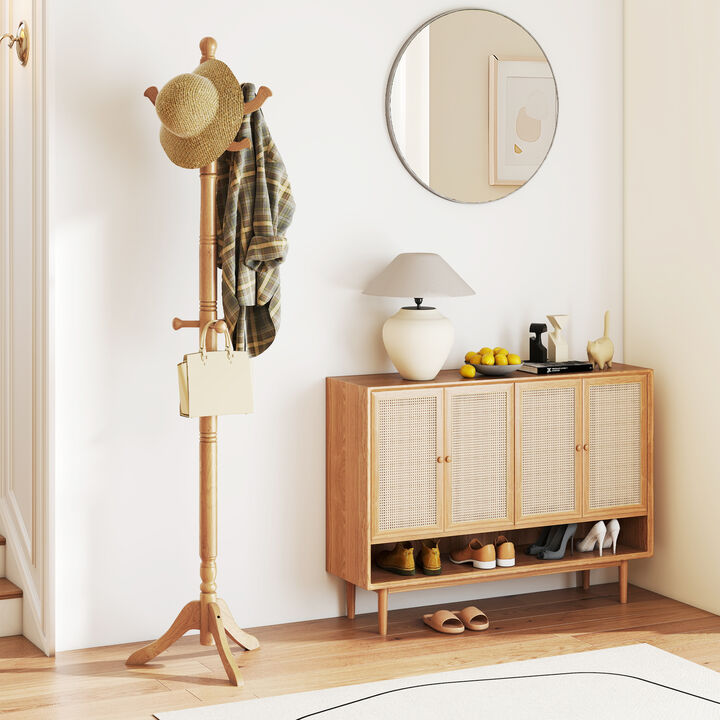 Entryway Hall Tree &ndash; Solid Wood with 11 Hooks and 3 Height Options