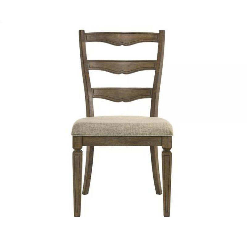 Stacy 19 Inch Dining Chair, Set of 2, Fabric Upholstery, Weathered Oak image number 2