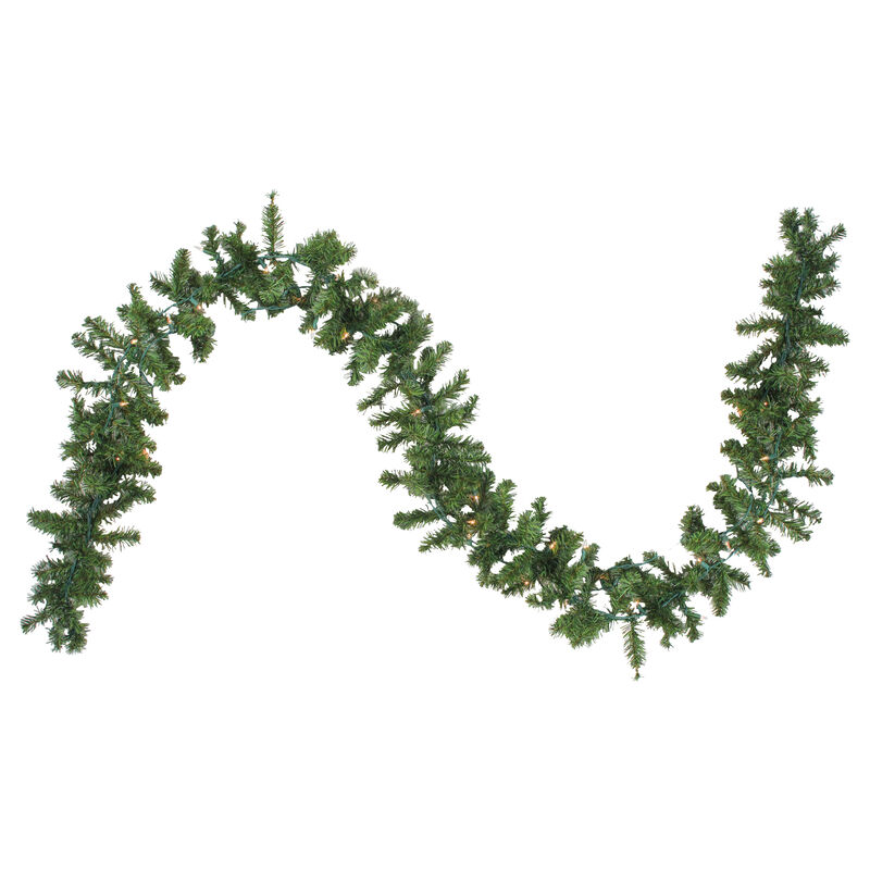 9' x 8" Pre-Lit Canadian Pine Artificial Christmas Garland  Clear Lights