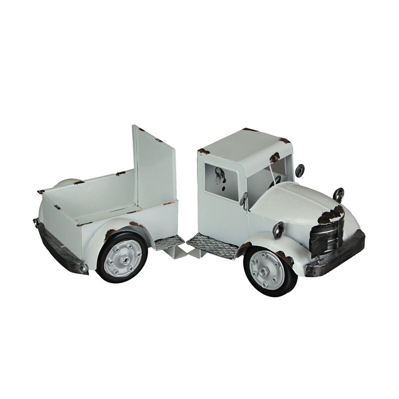 Weathered White Finish Vintage Pickup Truck Metal Bookends Front and Back image number 0