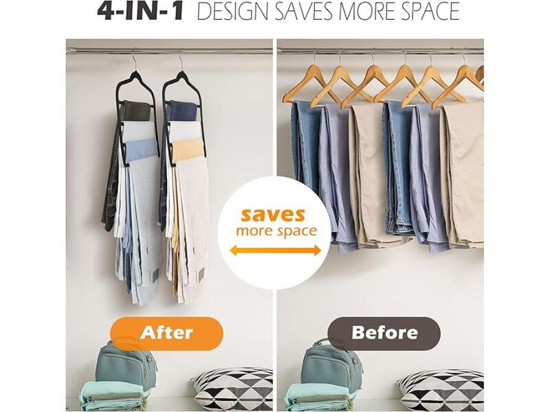 Velvet Pants Hanger | Space-Saving Non-Slip Shorts Hanger for Jeans & Slacks image number 1