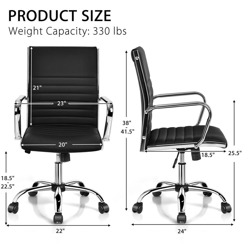Costway PU Leather Office Chair High Back Conference Task Chair w/Armrests Black