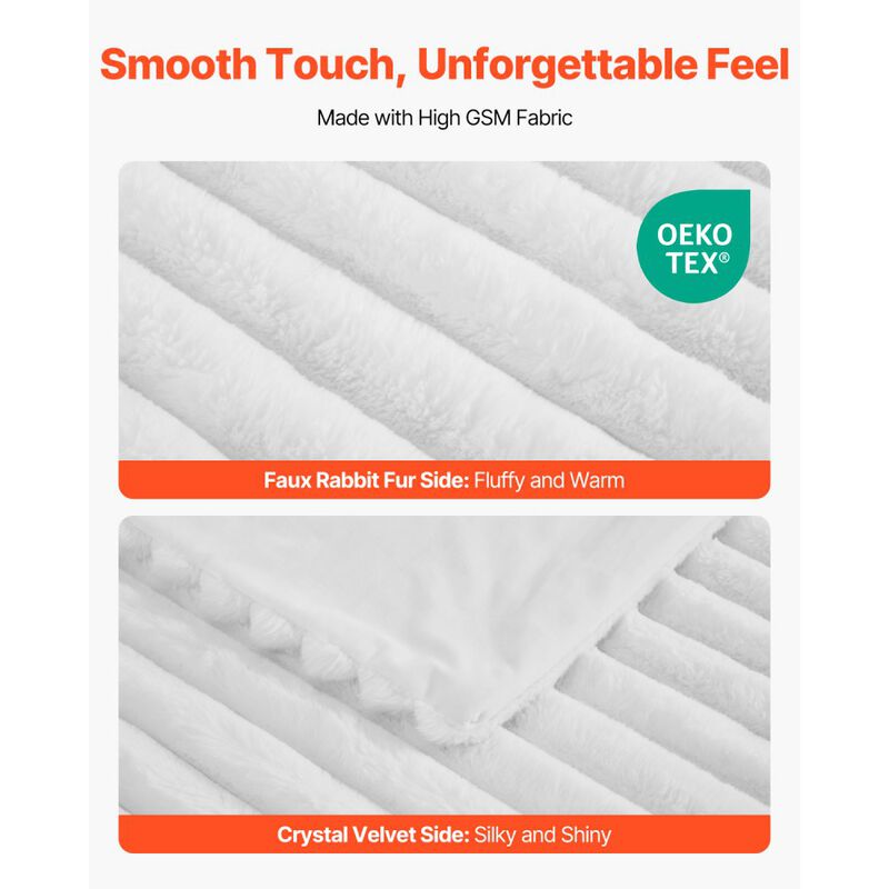 Faux Fur Throw Blanket Soft Cozy Fuzzy Lightweight Bed Blanket for Couch Sofa Bedroom-White image number 5