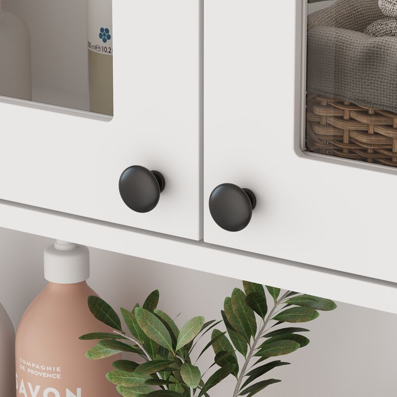 FUFU&GAGA White Over-the-Toilet Storage Cabinet with Adjustable Shelf & Retractable Tissue Holder, Modern Design, Spacious Storage (71.9" H x 32.2" W x 10.5" D), White image number 8