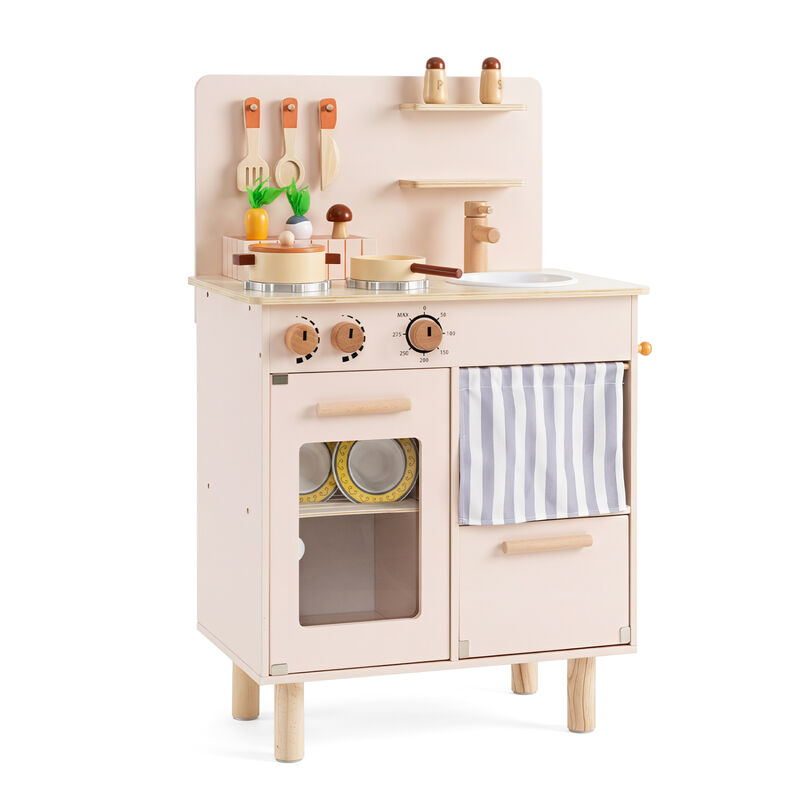 Kids Toddler Wooden Play Kitchen Set with Stove Sink Faucet image number 1