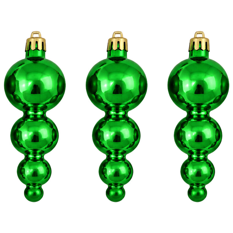 2-Finish Shatterproof Finial Christmas Ornaments - 5.75" - Set of 6 - Green image number 5