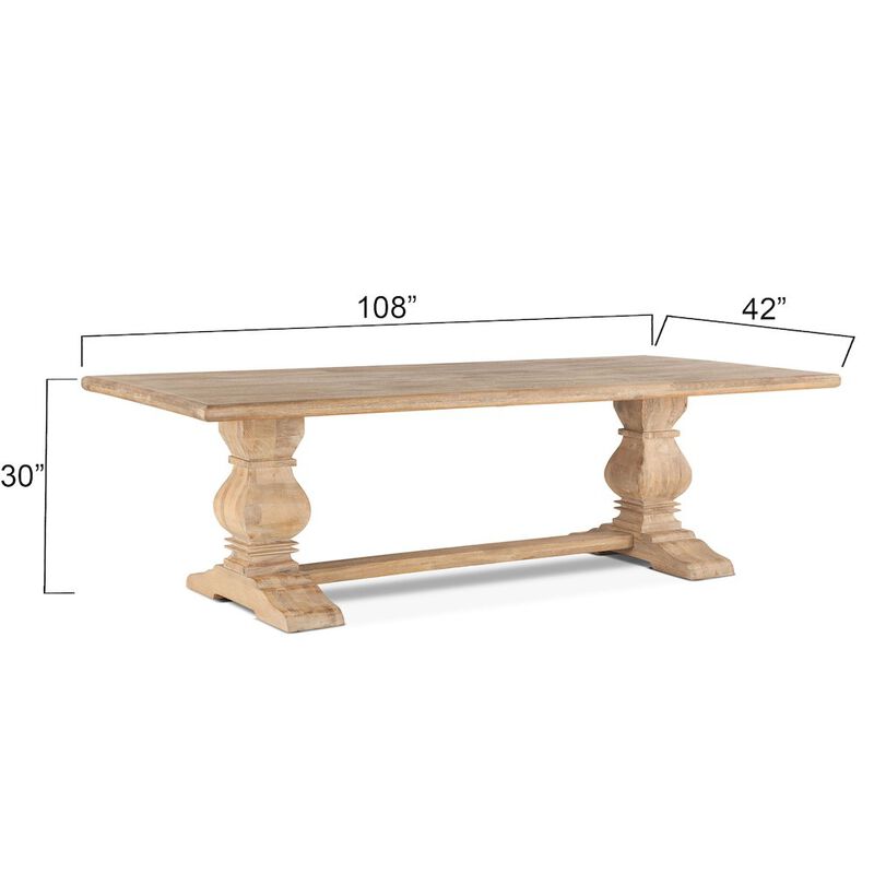 World Interiors Pengrove 108-Inch Rectangle Mango Wood Dining Table in Antique Oak Finish image number 1
