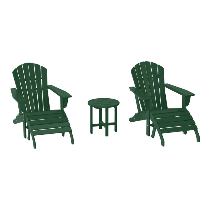 WestinTrends Outdoor Adirondack Chair With Ottoman And Side Table 5-Piece Set
