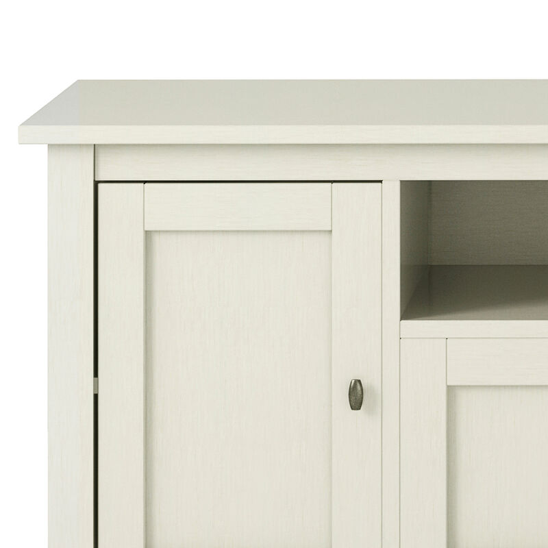 Warm Shaker SOLID WOOD 72 inch Wide Rustic TV Media Stand in Antique White For TVs up to 80 inches