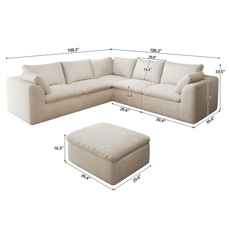 Slelt V‑Shaped 6‑Seat Modular Sectional Sofa image number 5