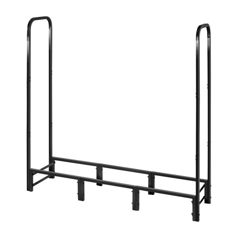 Steel Firewood Rack with Waterproof Cover, Outdoor Wood Storage for Fireplace-Black image number 9