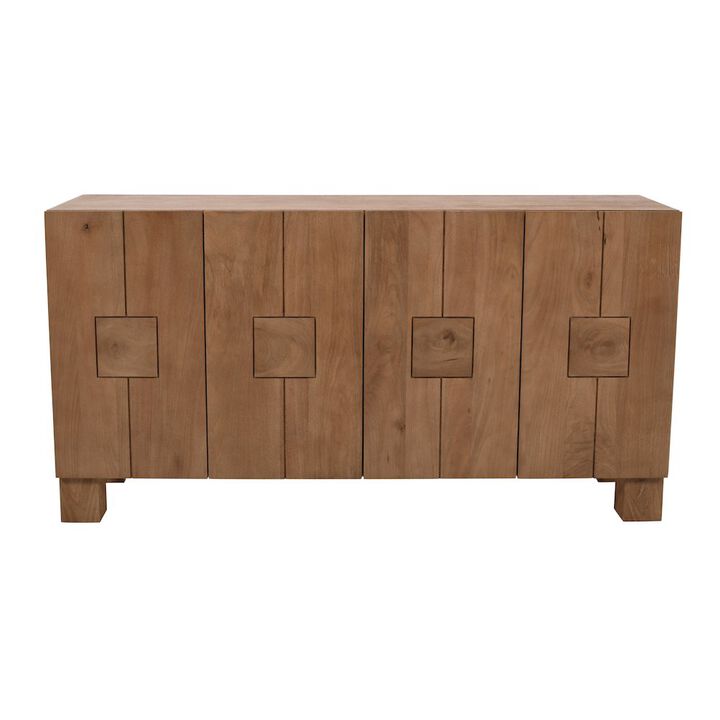 Jofran Sequoia 62 Modern Rustic Solid Wood Four Door Sideboard Storage Cabinet