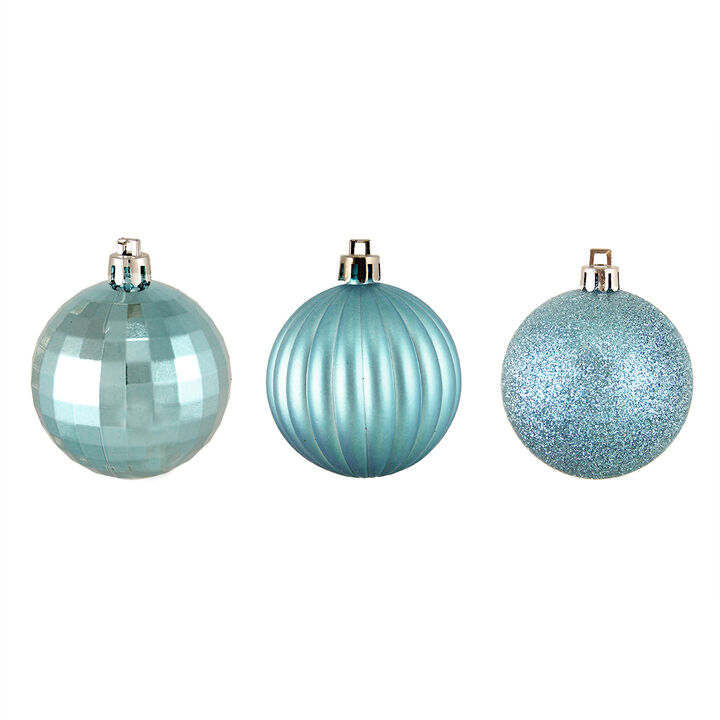 100ct Blue Shatterproof 3-Finish Christmas Ball Ornaments 2.5" (60mm)