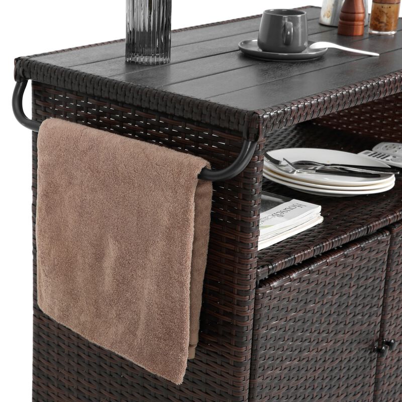 Outdoor Wicker Bar Cart image number 6