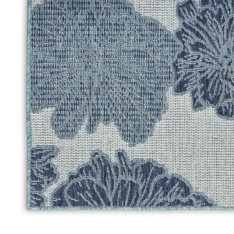 HomeRoots 9' X 12' Navy Blue And Ivory Floral Indoor Outdoor Area Rug image number 2