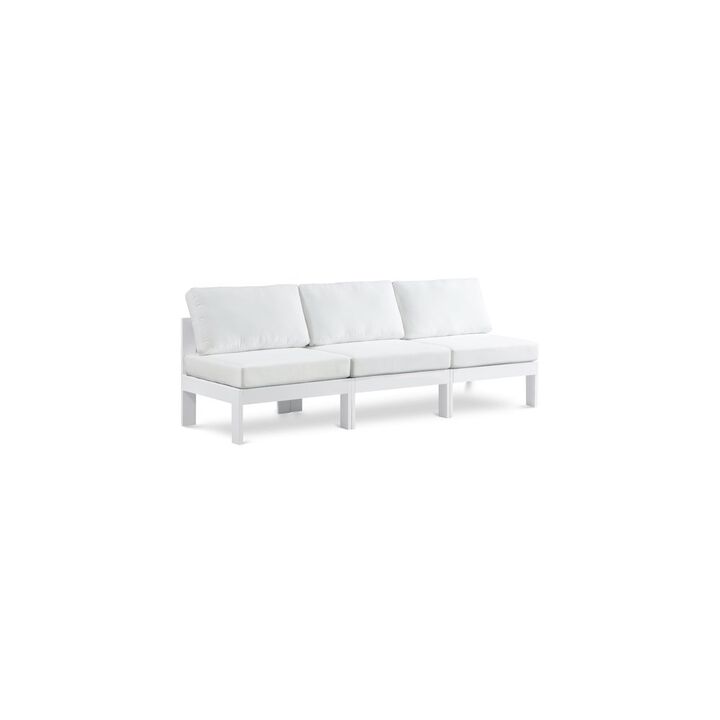 Meridian Furniture Nizuc White Water Resistant Fabric Outdoor Patio Modular Sofa