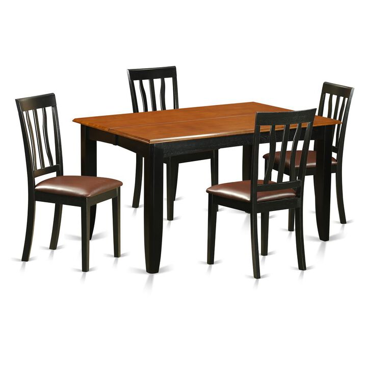 East West Furniture 5  PcKitchen  Table  set-Dining  Table  and  4  Wooden  Dining  Chairs