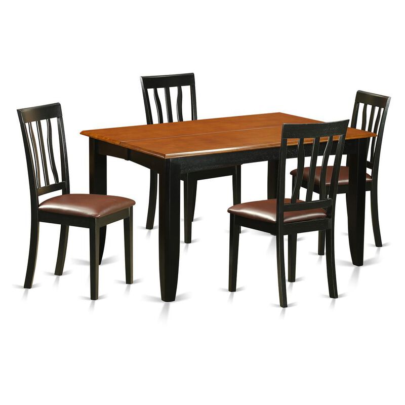 East West Furniture 5  PcKitchen  Table  set-Dining  Table  and  4  Wooden  Dining  Chairs