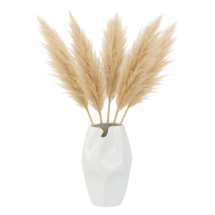 Cer, 14"h Abstract Vase, White