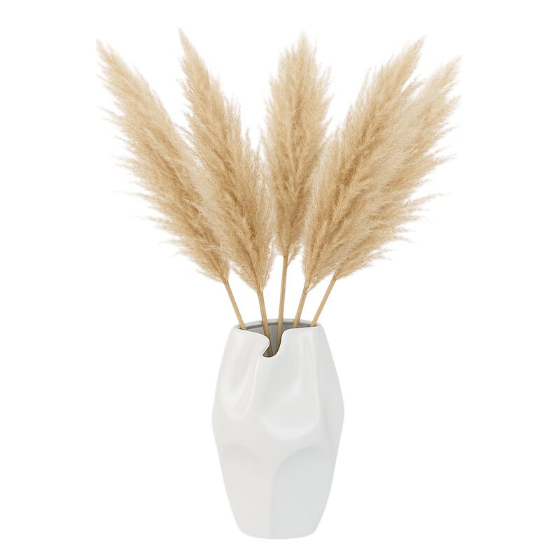 Cer, 14"h Abstract Vase, White image number 1