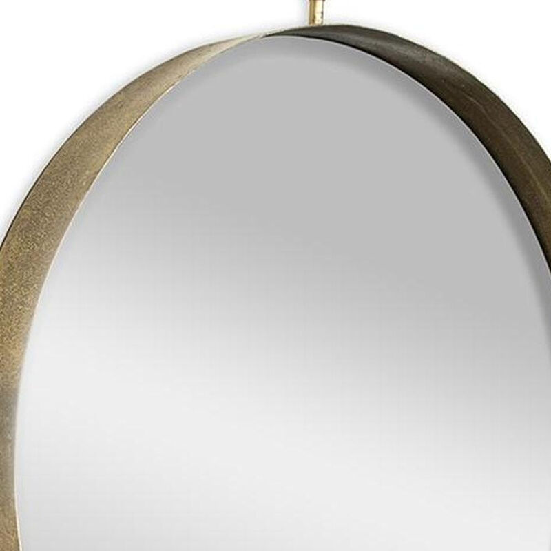 HomeRoots 34" Gold Round Iron Framed Accent Mirror image number 4