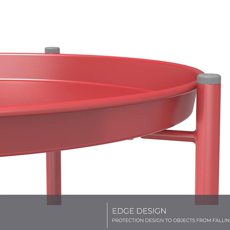 Mondawe Outdoor 2-Tier All-Iron Side Table w/ Powder-Coated Steel Trays, Rust-Resistant Frame