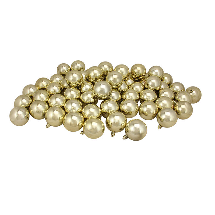 60ct Champagne Gold Shatterproof Shiny Christmas Ball Ornaments 2.5" (60mm)
