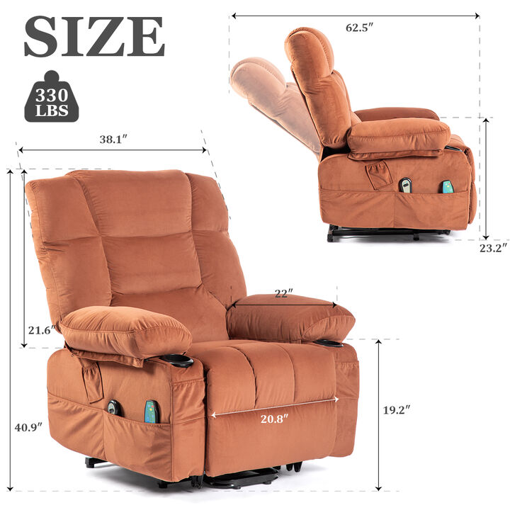 Power Lift Recliner Chair Recliners for Elderly with Heat and Massage Recliner Chair for Living Room with Infinite Position and Double Side Pocket Power Lift Recliner Chair