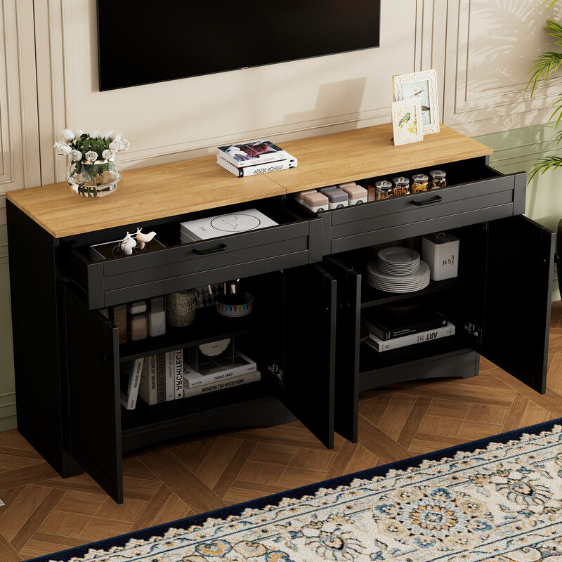 Merax Farmhouse TV Stand with 2 Drawers for TVs Up to 70"