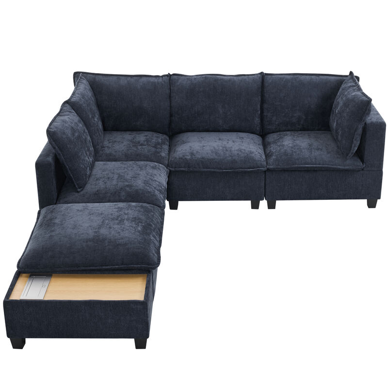 Merax Modular Chenille Sofa Couch with 1 Coffee Table
