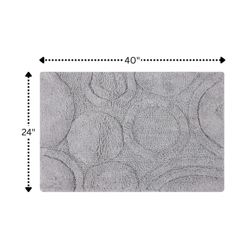 Knightsbridge Orbit Bath Rug Cotton Non Skid Back - 24x40", Silver