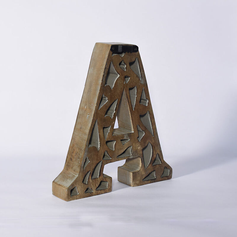 Vintage Gray Handmade Eco-Friendly "A" Alphabet Letter Block For Wall Mount & Table Top Décor