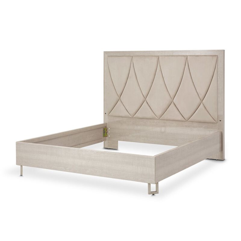 Michael Amini Marin Eastern King Panel Bed - Greige