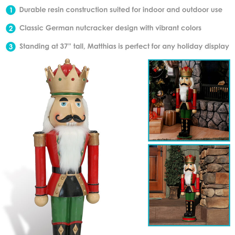 Sunnydaze Prince Matthias the 3ft Nutcracker Statue Christmas Decoration image number 3