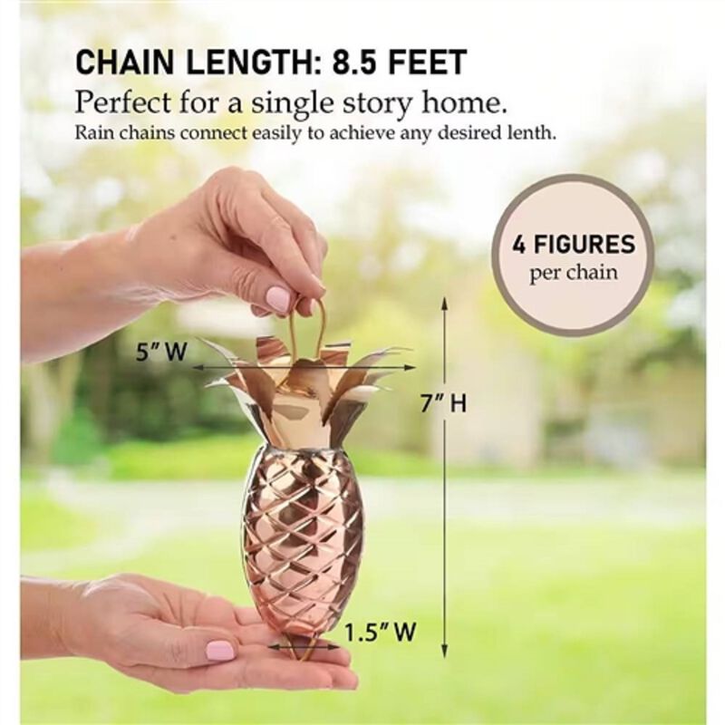 Copper Pineapple Rain Chain Gutter Downspout for Decorative Water Flow For Outdoor image number 2