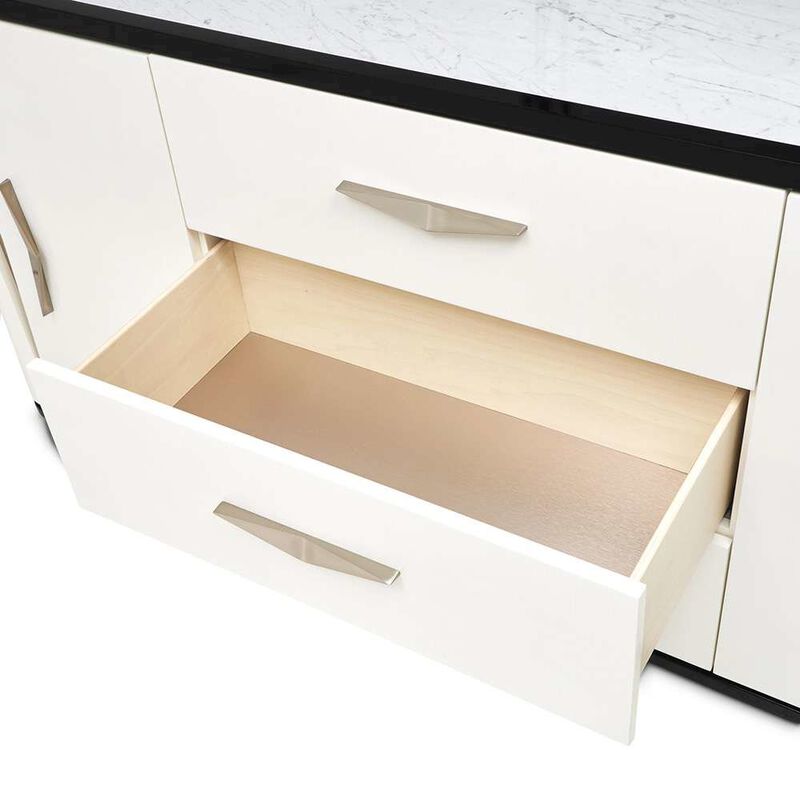 Michael Amini Tuxedo Sideboard & Mirror - Piano Keyboard