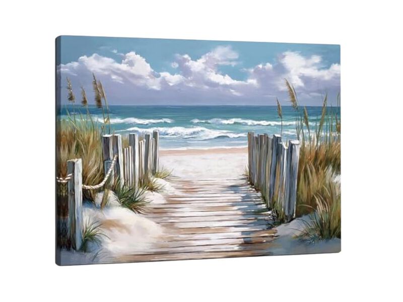 Bathroom Beach Wall Art Blue Ocean Decorate Bedroom Relax Sea View image number 0