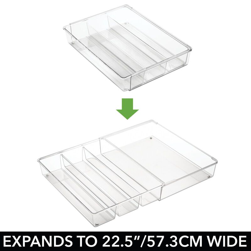 mDesign Plastic Adjustable/Expandable Drawer Storage Organizer, 4 Pack, Clear image number 5