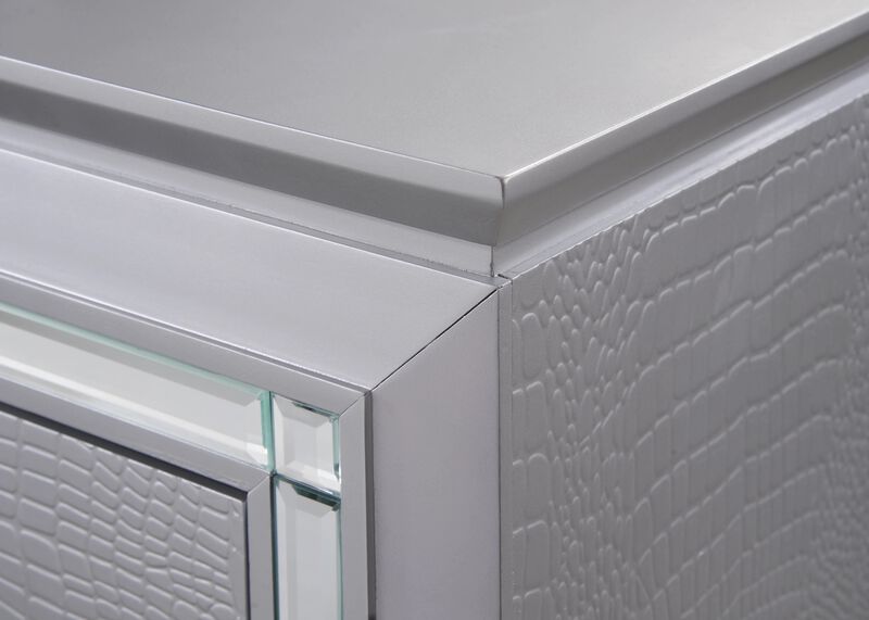 Streamdale Glam Silver Nightstand with Night Light