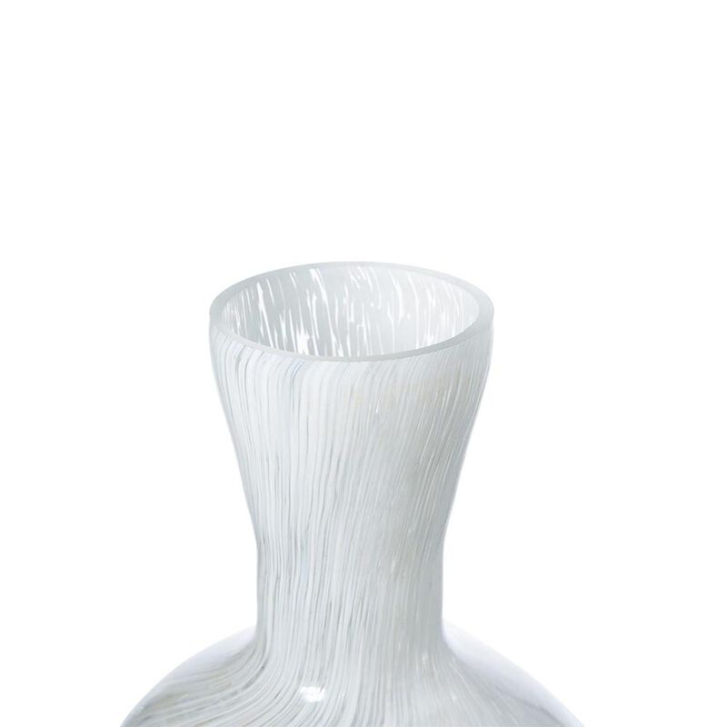 HomeRoots 12" Opal Swirl Art Glass Cylinder Table Vase image number 3