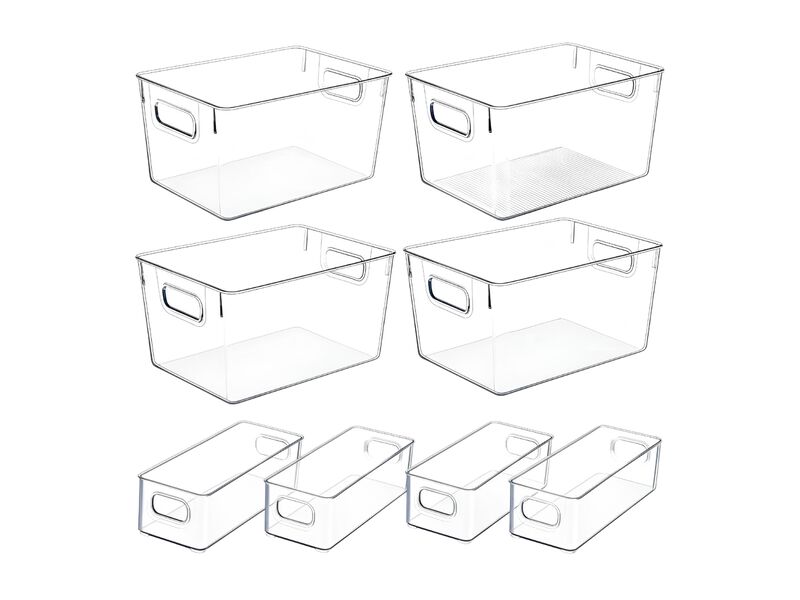 Clear Plastic Storage Bins Set of 8 Stackable Pantry Cabinet Organizer Boxes image number 0