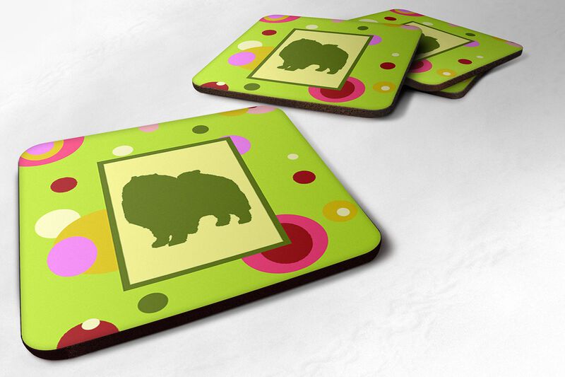 Caroline's Treasures CK1137FC Keeshond Foam Coasters (Set of 4), 3.5 H x 3.5 W, Multicolor