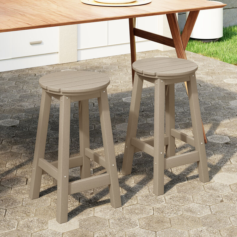 WestinTrends 24" HDPE Outdoor Patio Round Counter Height Bar Stool Set of 2