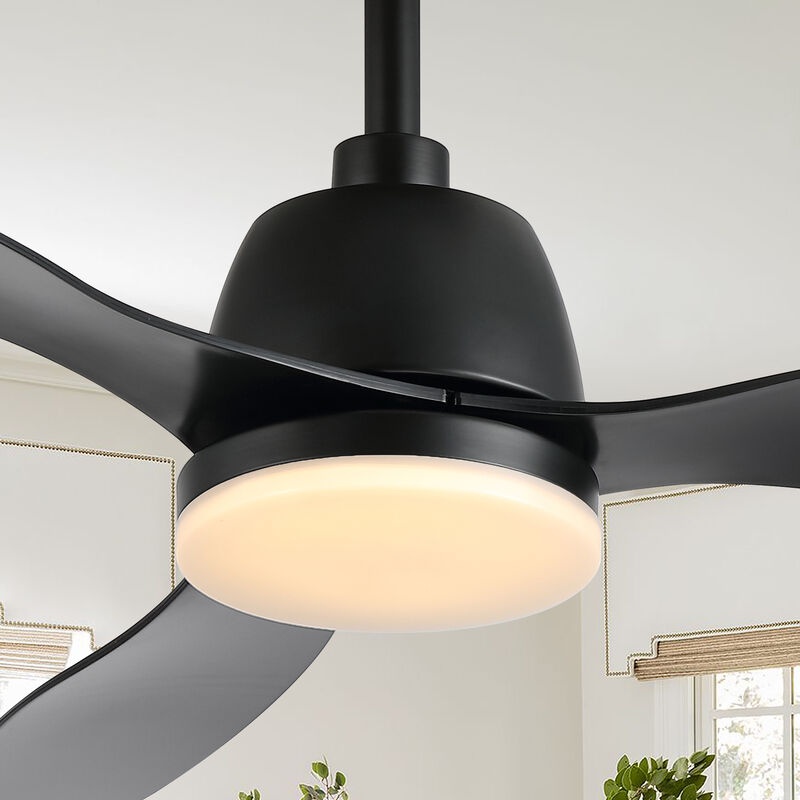 Audie Classic Industrial Iron/Plastic App/Remote-Controlled 6-Speed Integrated LED Ceiling Fan