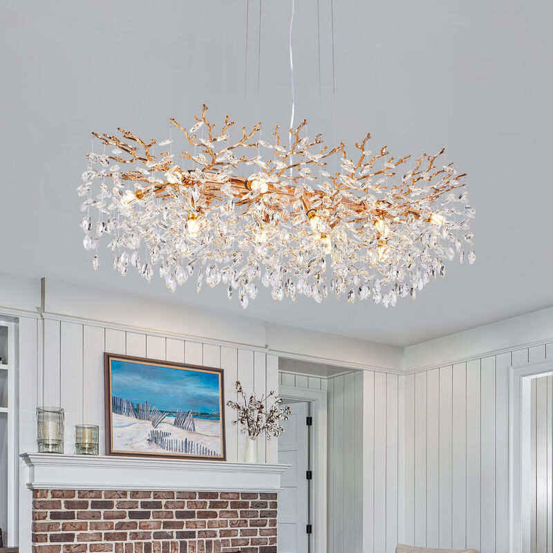 ELEMENT ACE 7-Light Modern Crystal Chandelier Pendant Lighting Fixture Perfect for Dining Rooms, Kitchen Islands, Bedrooms, Living Rooms, Foyers and High Ceiling Residential Spaces image number 3