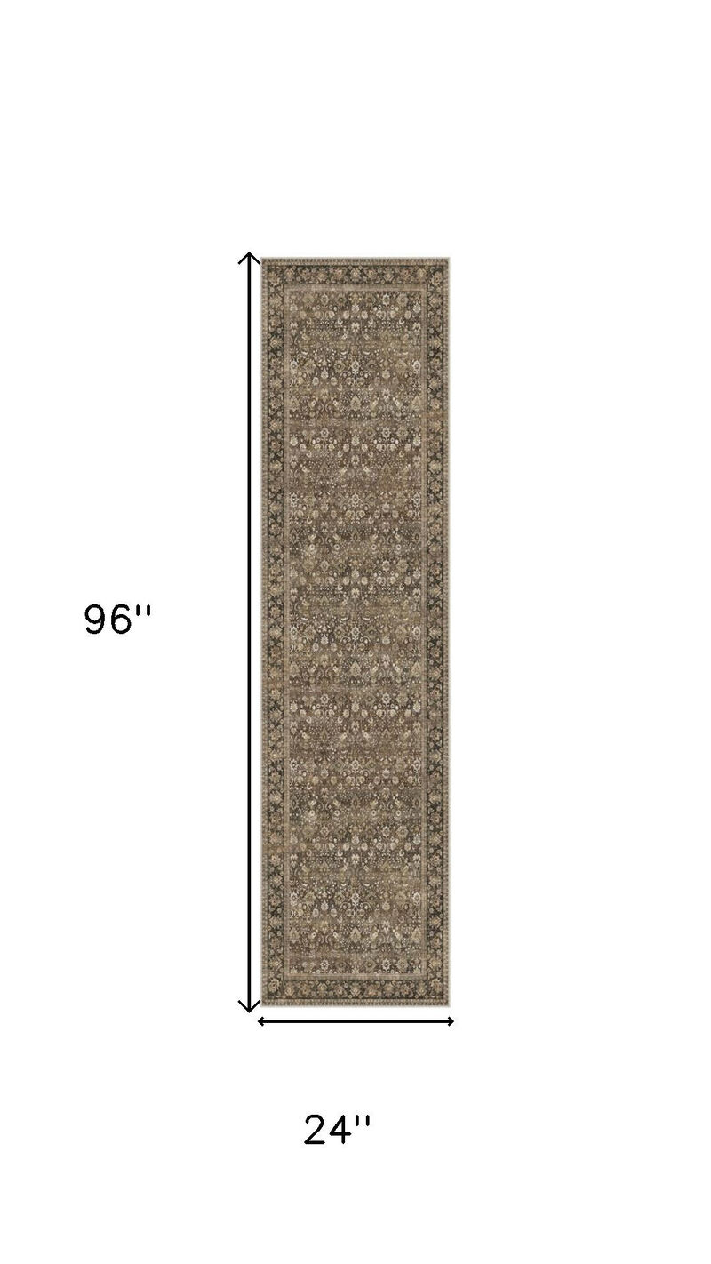 HomeRoots Floral Medallion Washable Runner Rug image number 2
