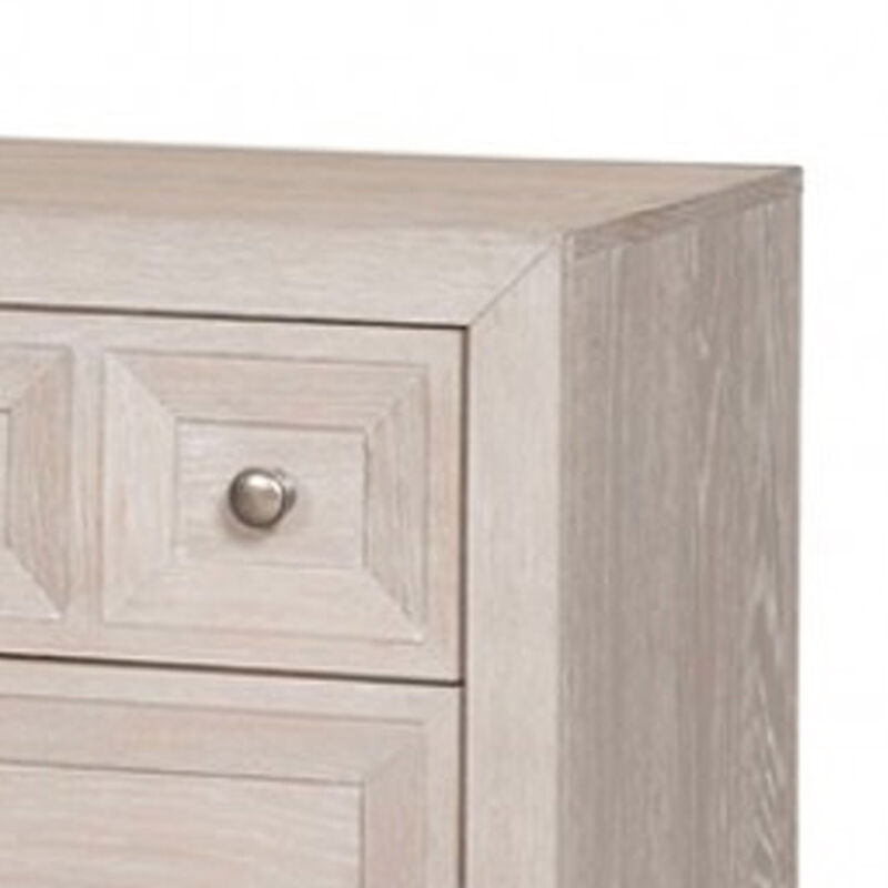 Kizie Nightstand, USB, 3 Drawers, Bronze, Beige Solid Wood, 28 Inch image number 2