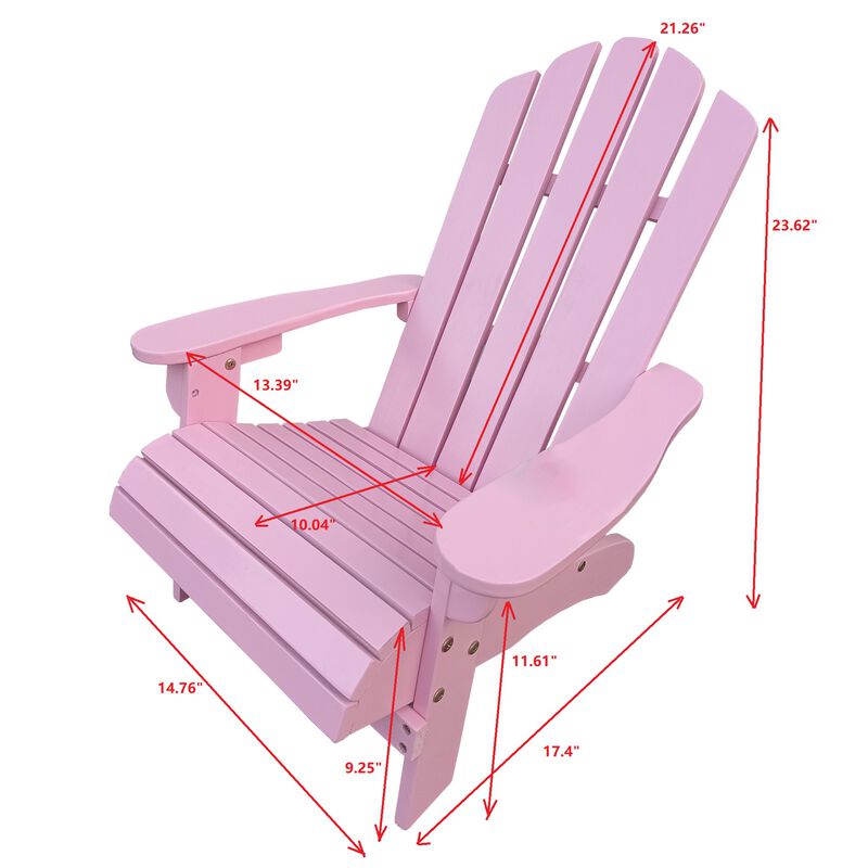 Outdoor Or Indoor Wood Children Adirondack Chair, Pink
