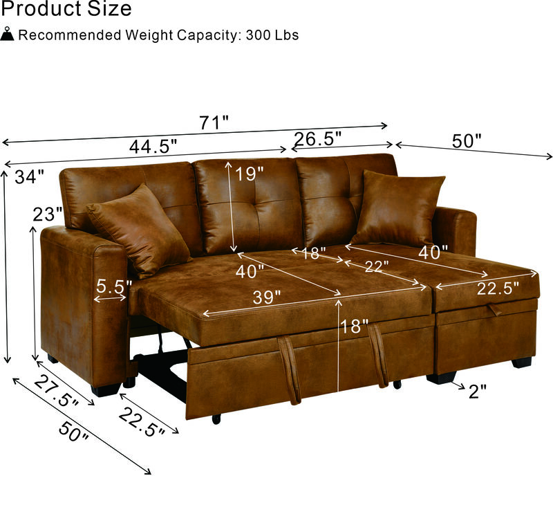 Jomple Foil Fabric Sectional Sleeper sofa image number 6