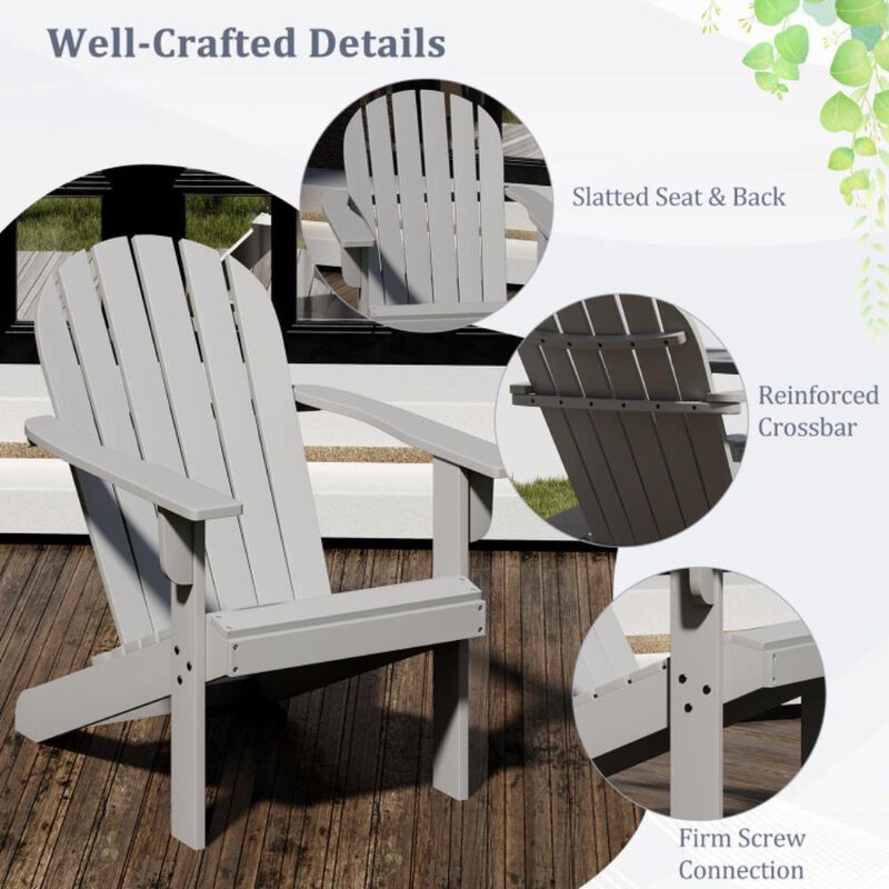 Hivvago Acacia Wood Lounge Patio Adirondack Chair with Inclined Seat